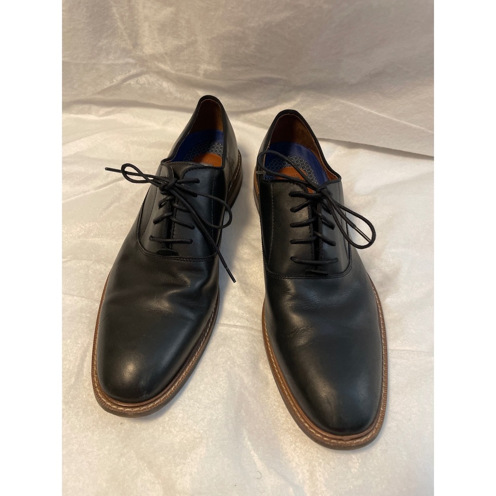 Vince Camuto Lawsen Mens Black Leather Plain Toe Oxford Dress Shoes Size 12M